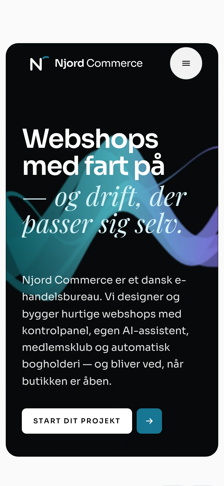 Njord Commerce på en telefon